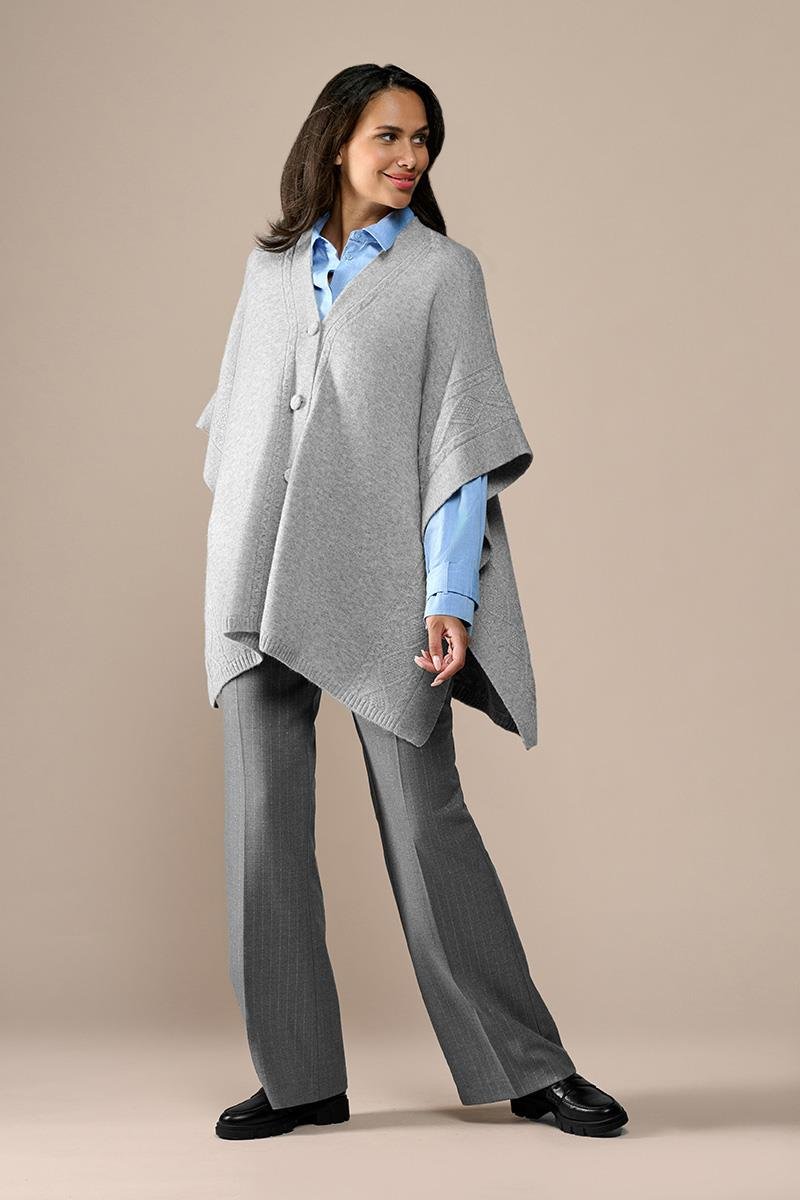 Ayla Lurex Poncho Grau/Silber