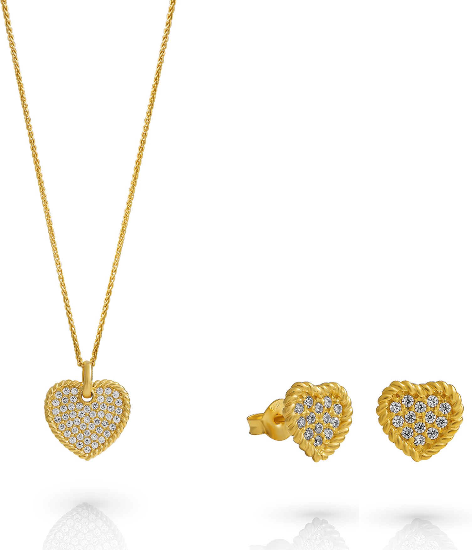 Orphelia 'Elite' Damen-Set aus 925er Sterlingsilber: Halskette + Ohrringe – Gold SET-7566/G