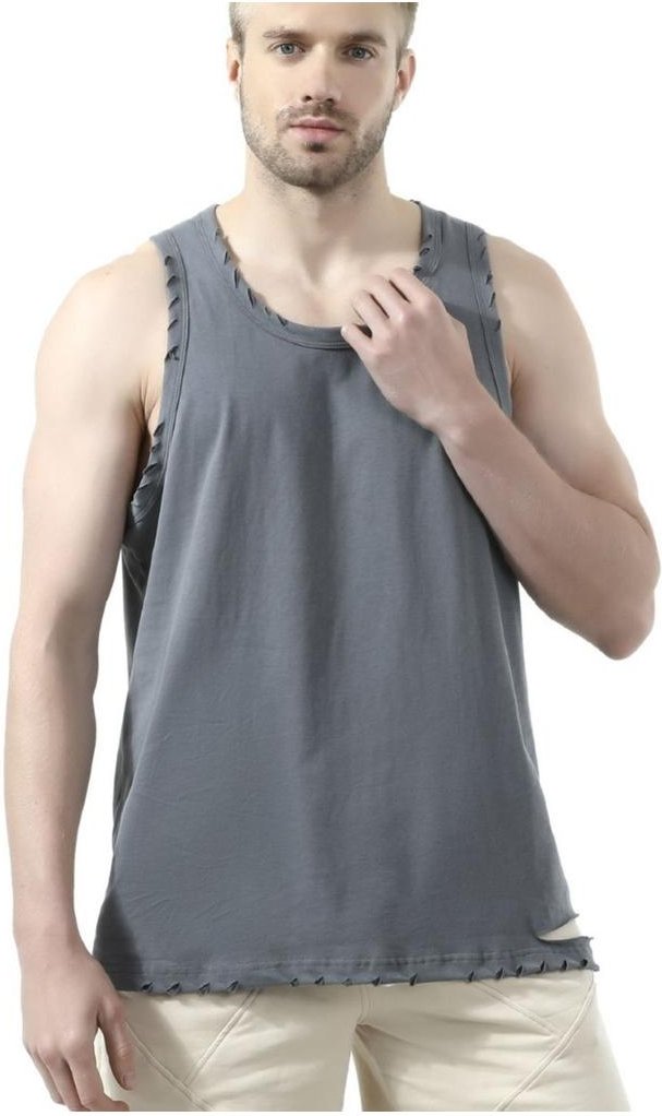 Thumbnail - Herren Plus Size Ausgefranster Saum Rundhals Tanktop