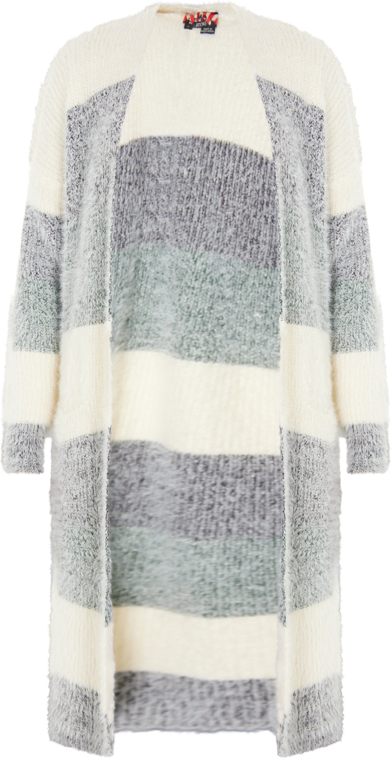 Mymo Strickjacke Damen Creme Mehrfarbig