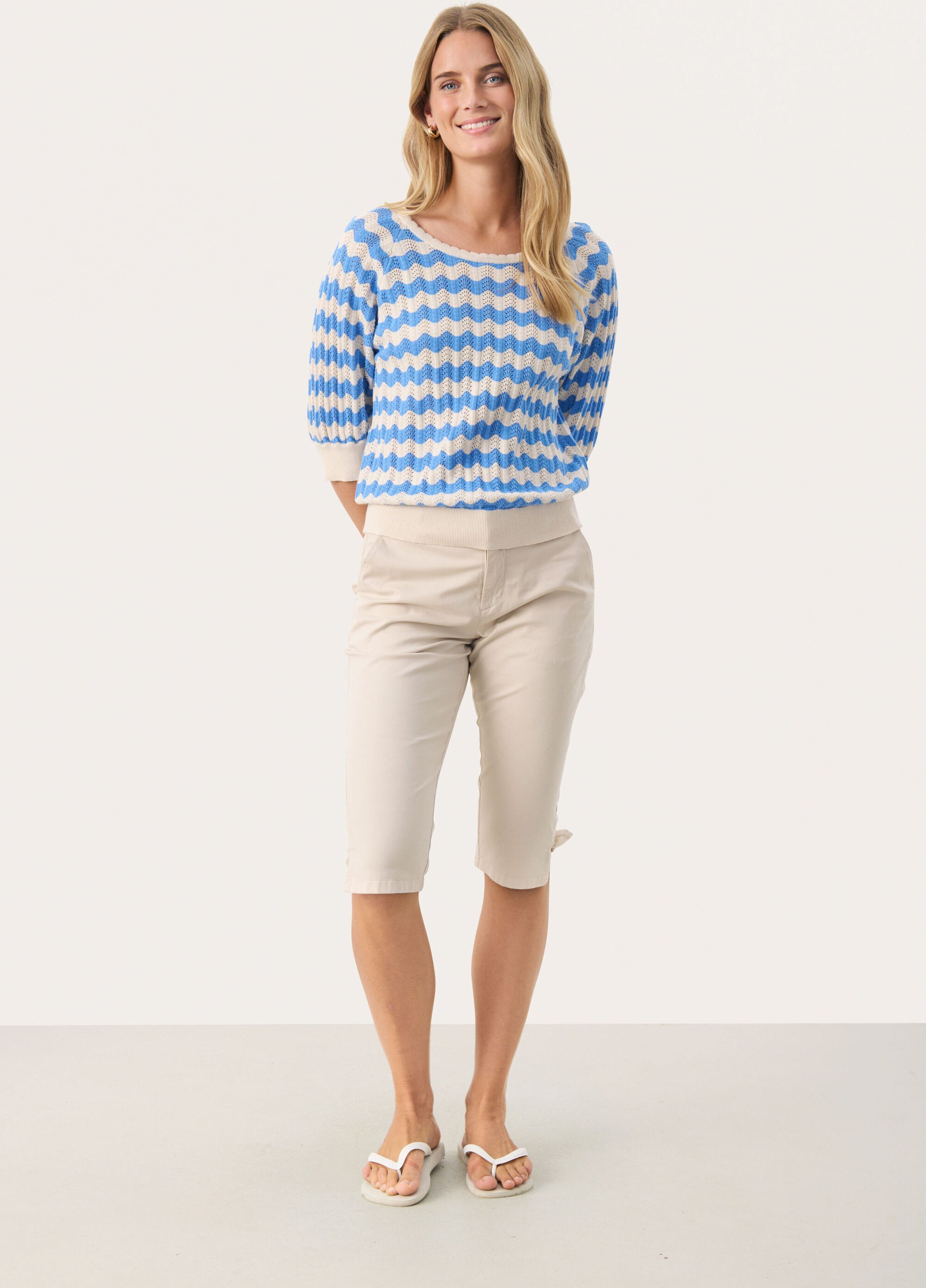 Strickpullover Gerade Passform blue white