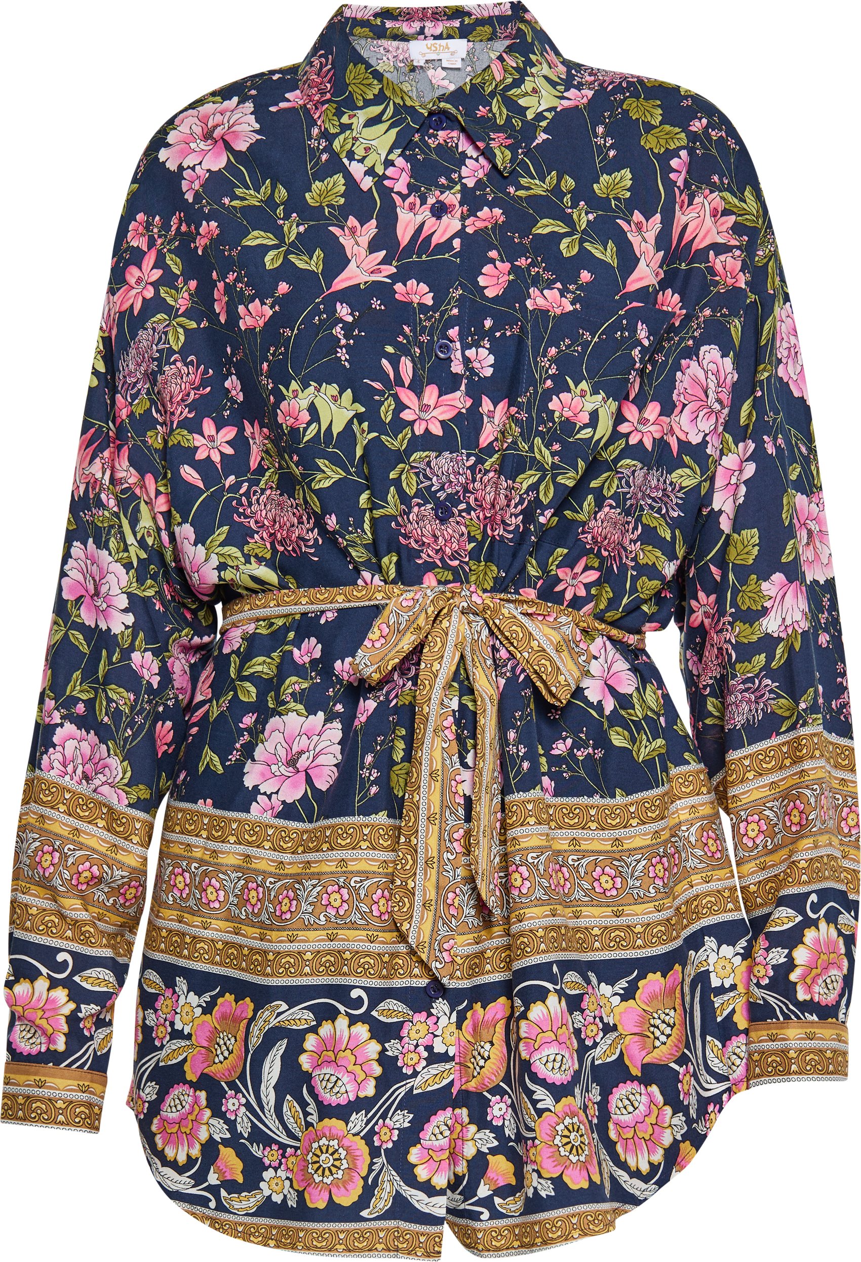 usha Bluse Damen Marine Mehrfarbig