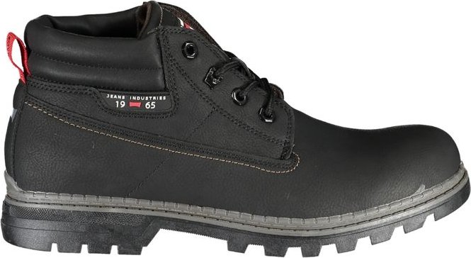 Schwarze Leder-Midtop-Stiefel