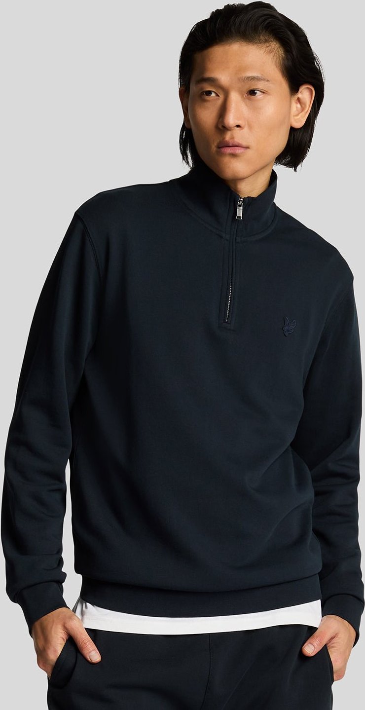Lyle & Scott Sweatshirt aus superfeiner Baumwolle mit 1/4-Reißverschluss – Marineblau