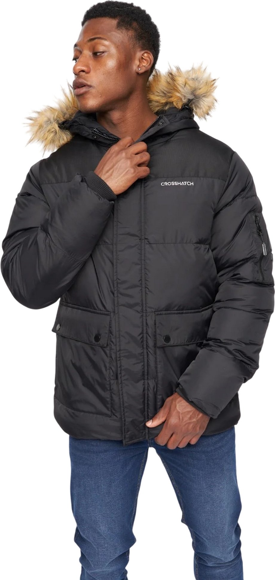 Crosshatch - "Bentlays" Jacke mit Kapuze für Herren (Schwarz)