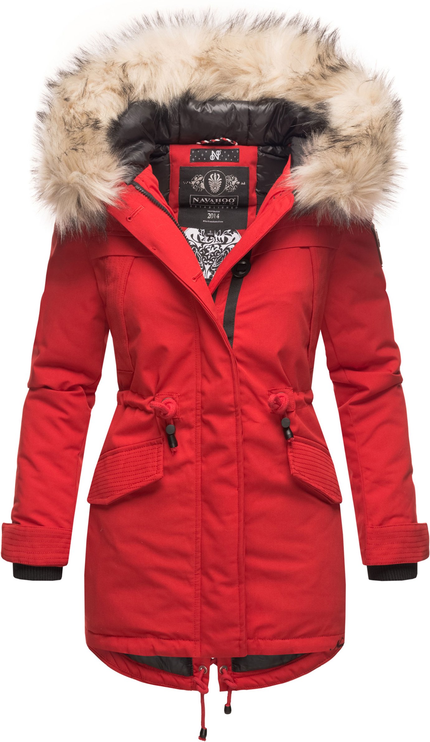 Navahoo Premium Damen Winterjacke Lady Like – Klassischer Parka mit Abnehmbarem Kunstfellkragen