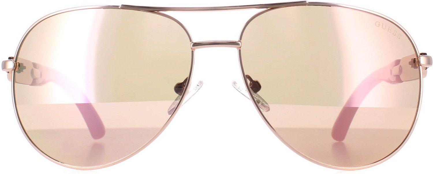 Guess Aviator Womens Glänzend Rose Gold Braun Spiegel GU7295