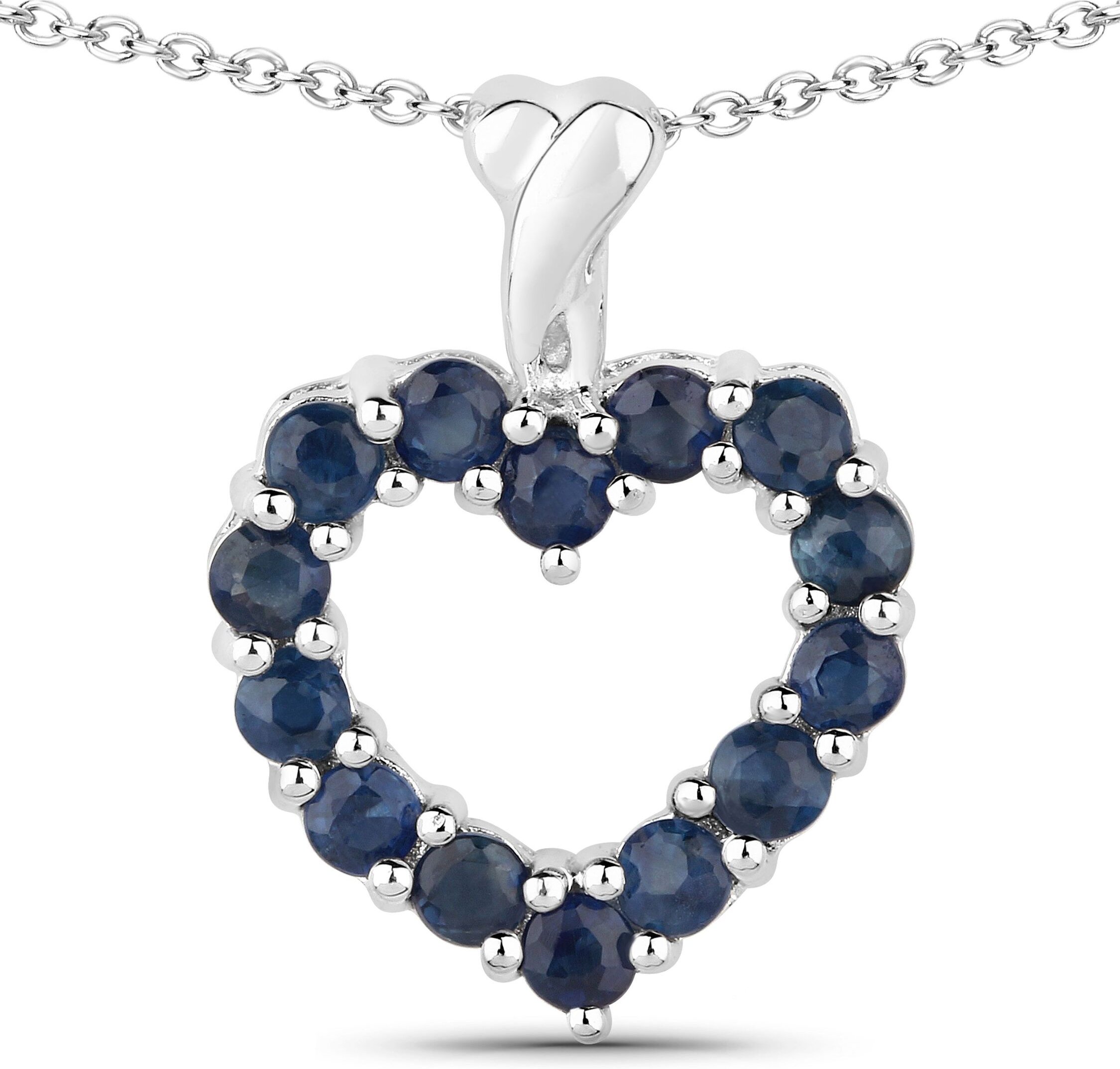 Vira Jewels Anhänger mit Kette 925 Sterling Silber rhodiniert Safir