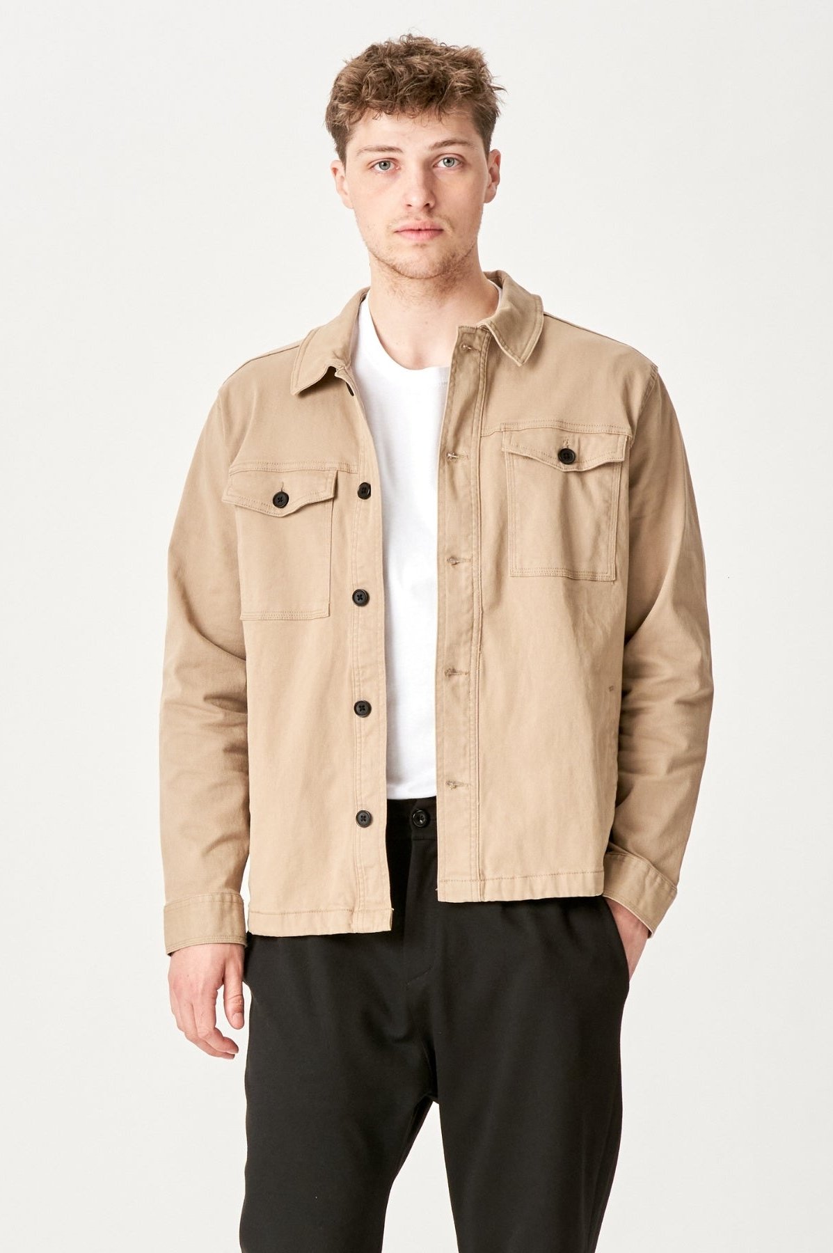 Thumbnail - Twill-Overshirt – Dunkler Sand