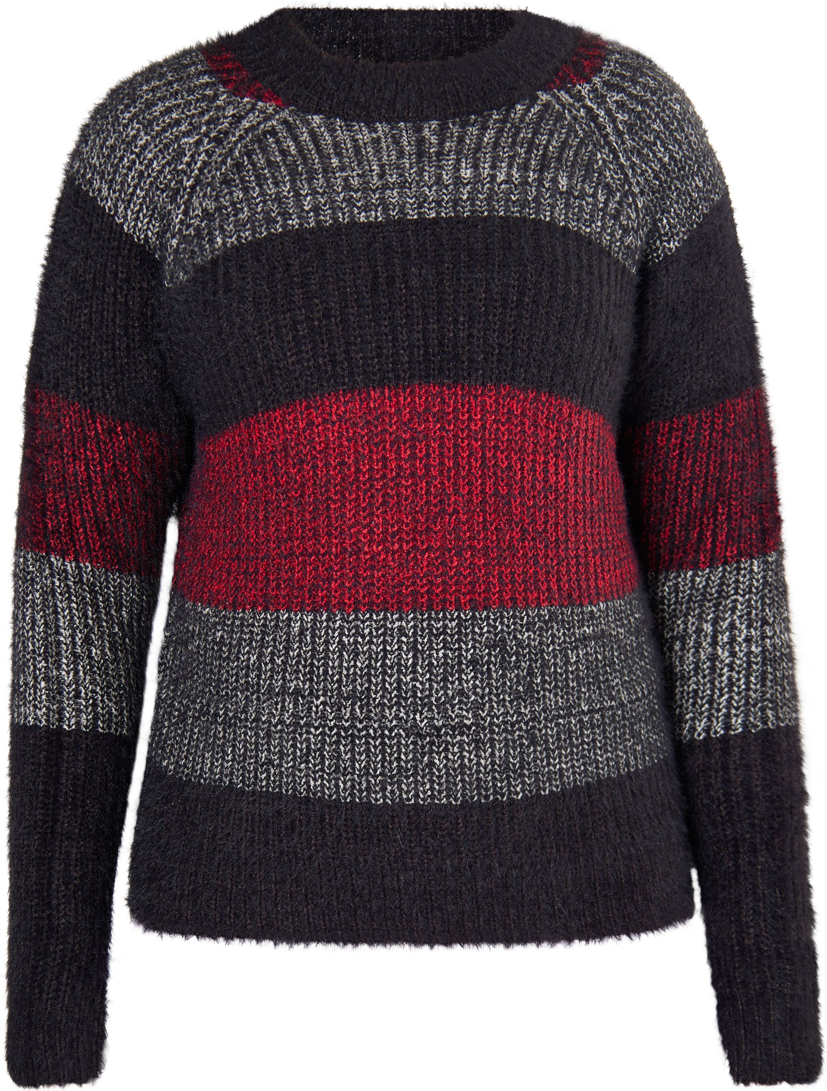 Thumbnail - Mymo Strickpullover Damen Schwarz Mehrfarbig