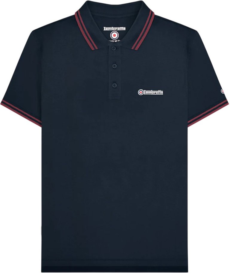 Lambretta - Poloshirt für Herren (Dunkel-Marineblau/Burgunderrot)