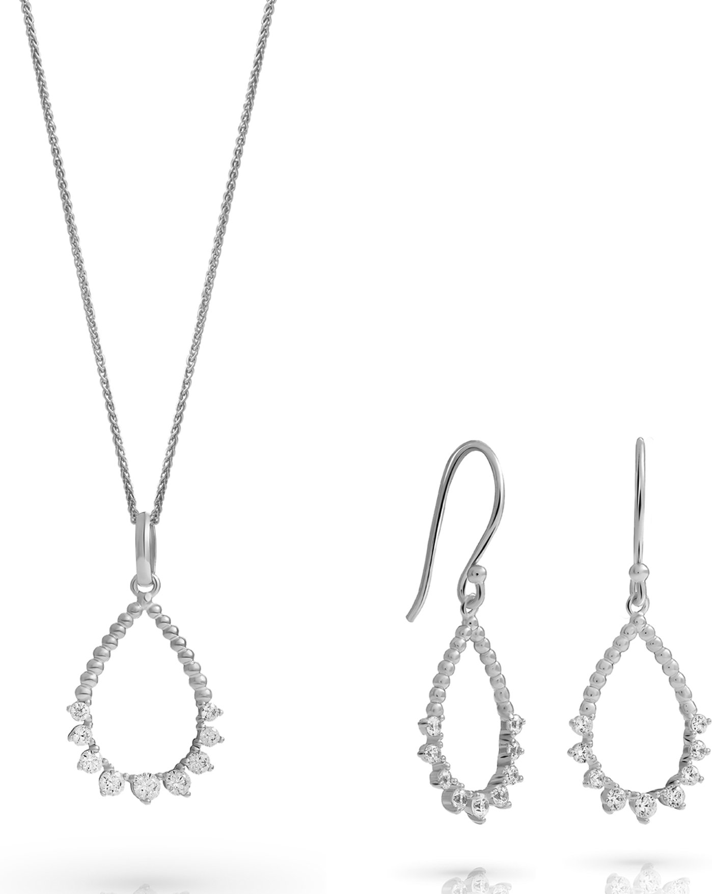 Orphelia 'Petal' Damen-Set aus 925er Sterlingsilber: Halskette + Ohrringe – Silber SET-7564
