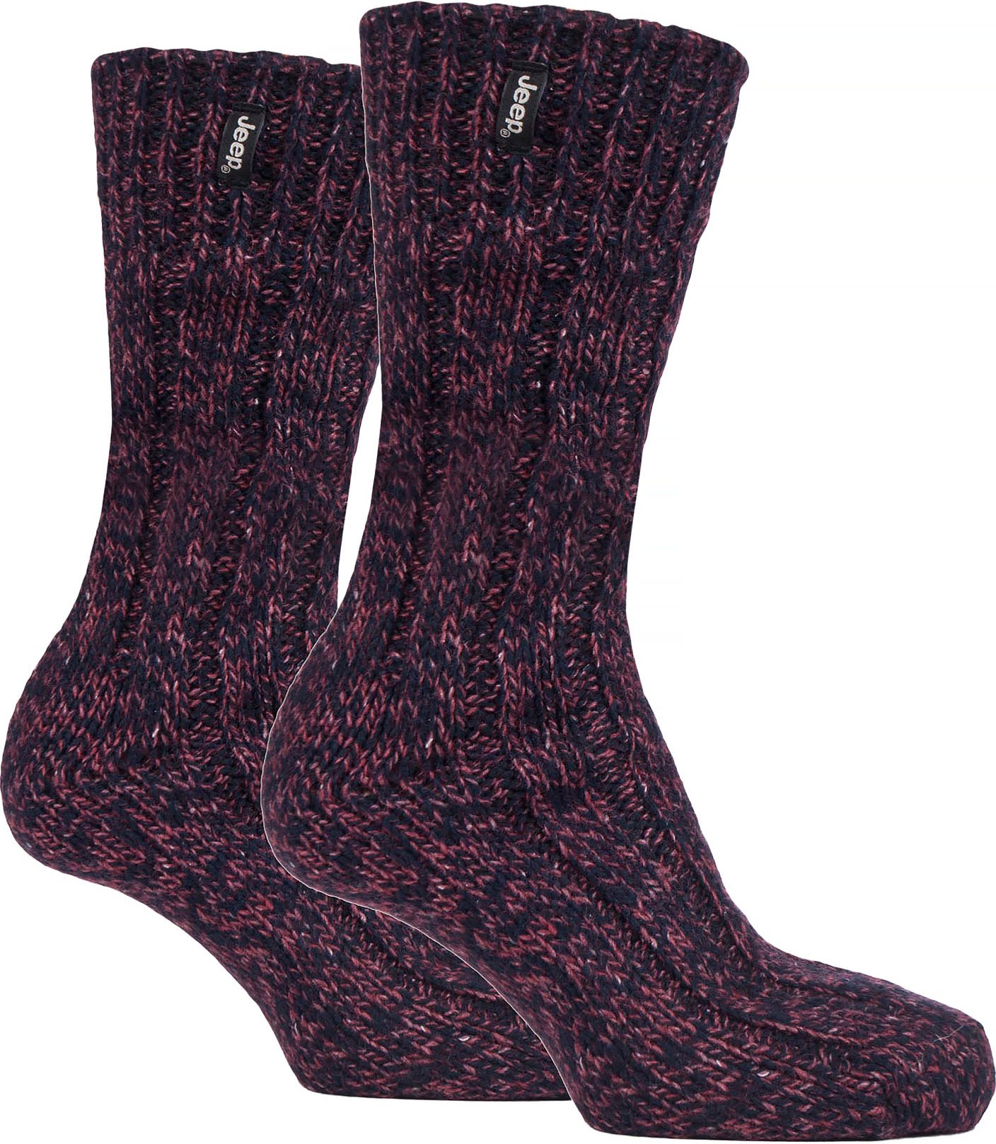 Herren Wolle Wandern Socken | Jeep | Knit Ribbed Design gepolstert Boot Socken für Trekking, Laufen, Wandern - Navy / Be...