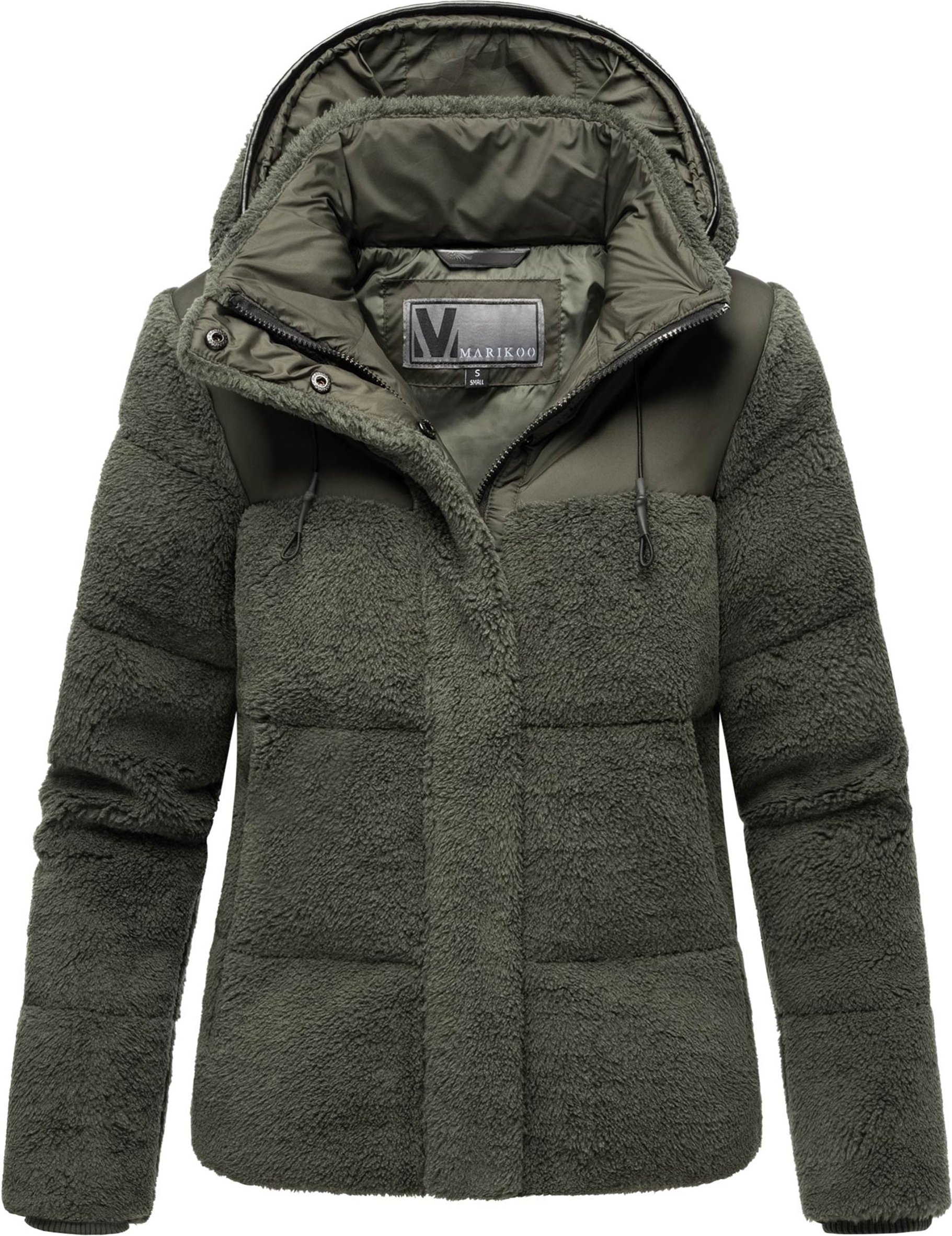 Marikoo Damen Teddy Puffer Jacke mit Kapuze & Reißverschluss – Kaguraa