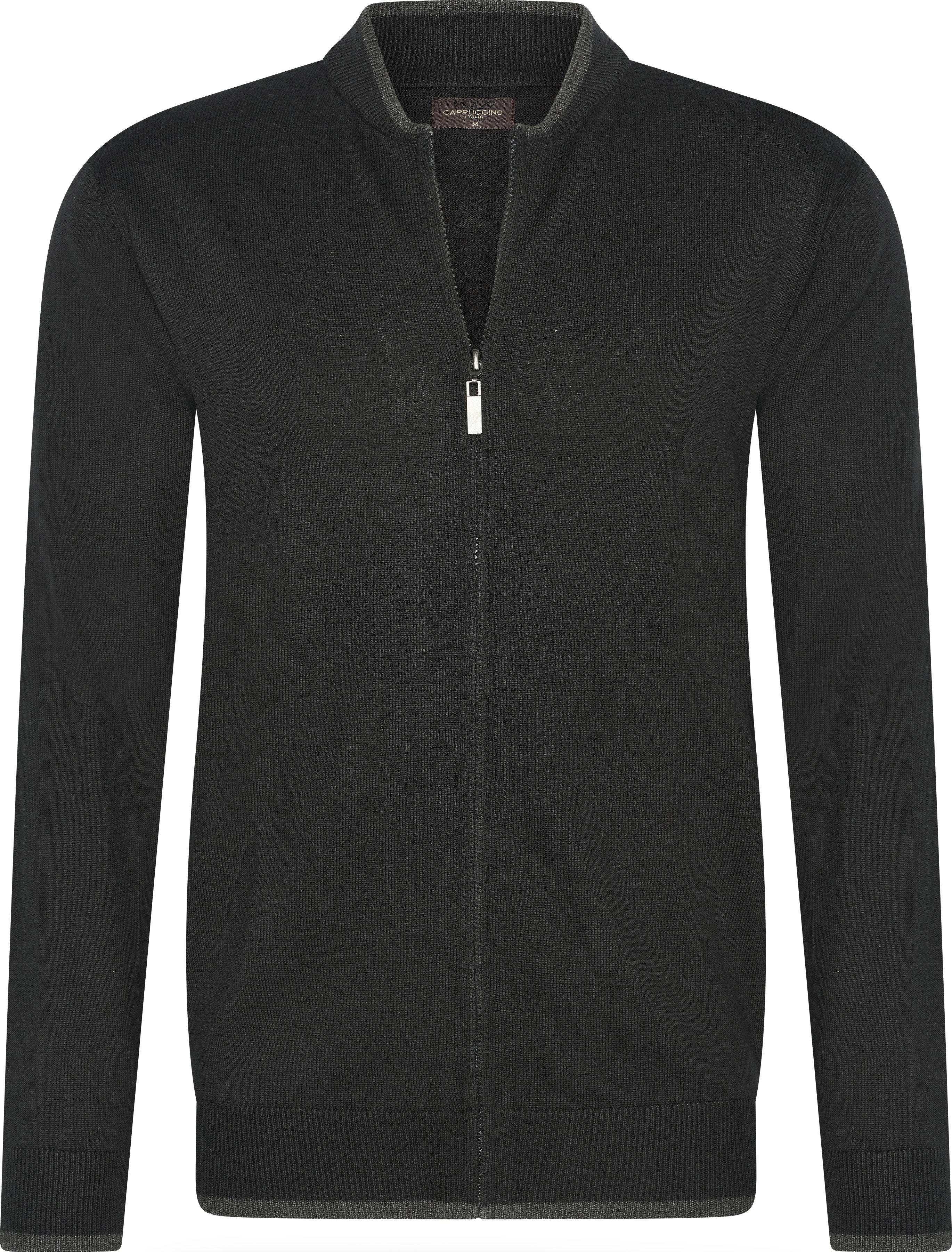 Thumbnail - Cappuccino Italia Full Zip Strickjacke für Herren. Die Full Zip Strickjacke besteht zu 100 % aus Baumwolle und Acryl und...