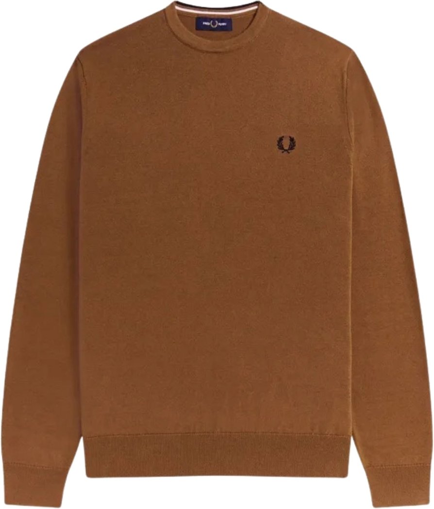 Brauner klassischer Pullover mit Rundhalsausschnitt von Fred Perry