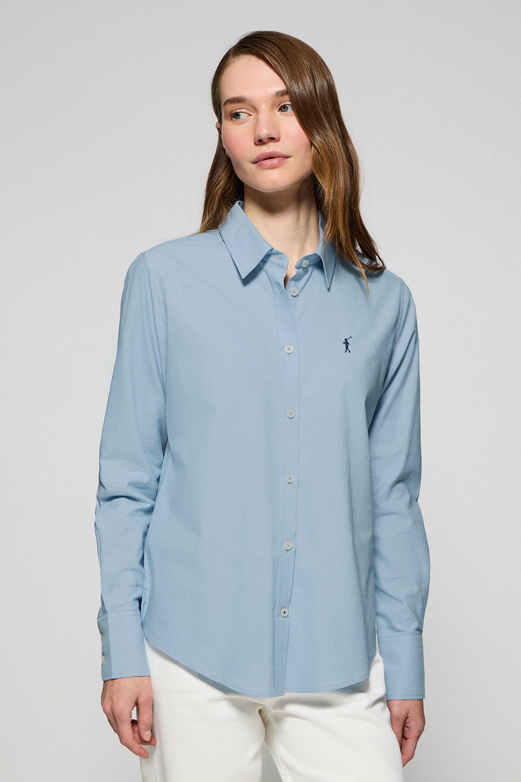 Oxford-Hemd Regular Fit himmelblau mit „Rigby Go“-Logo