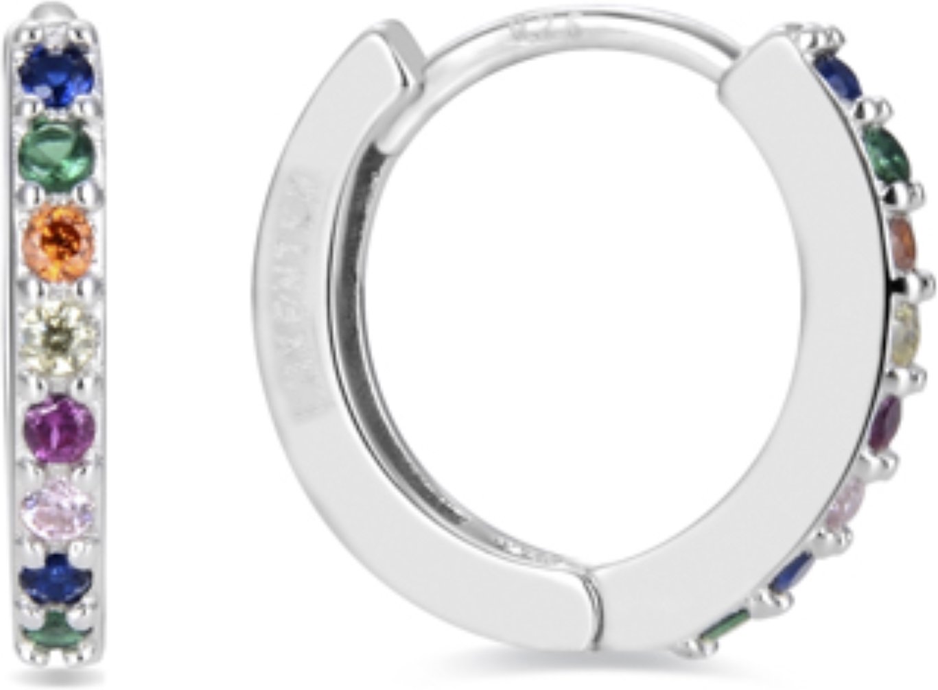 Luxenter Ohrring aus 925er Sterlingsilber mit rhodinierten Zirkonia und mehrfarbigen Zirkonia