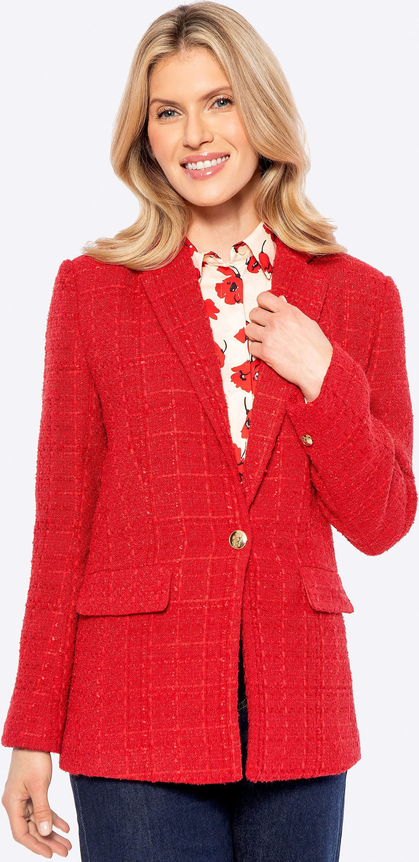 Wittchen Damenjacke aus rotem Polyester-Bouclé-Gewebe