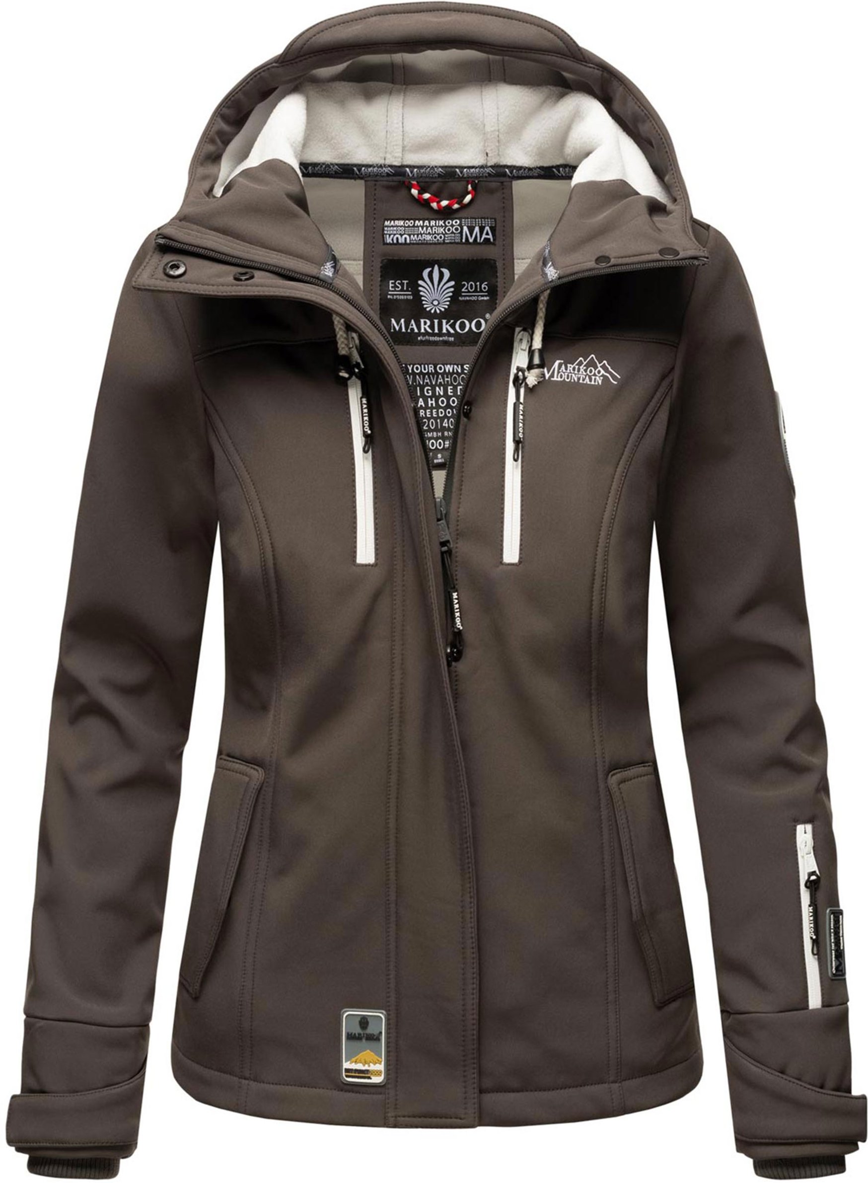 Marikoo Damen Softshelljacke – Kleine Zicke, warm mit Kapuze & Fleecefutter