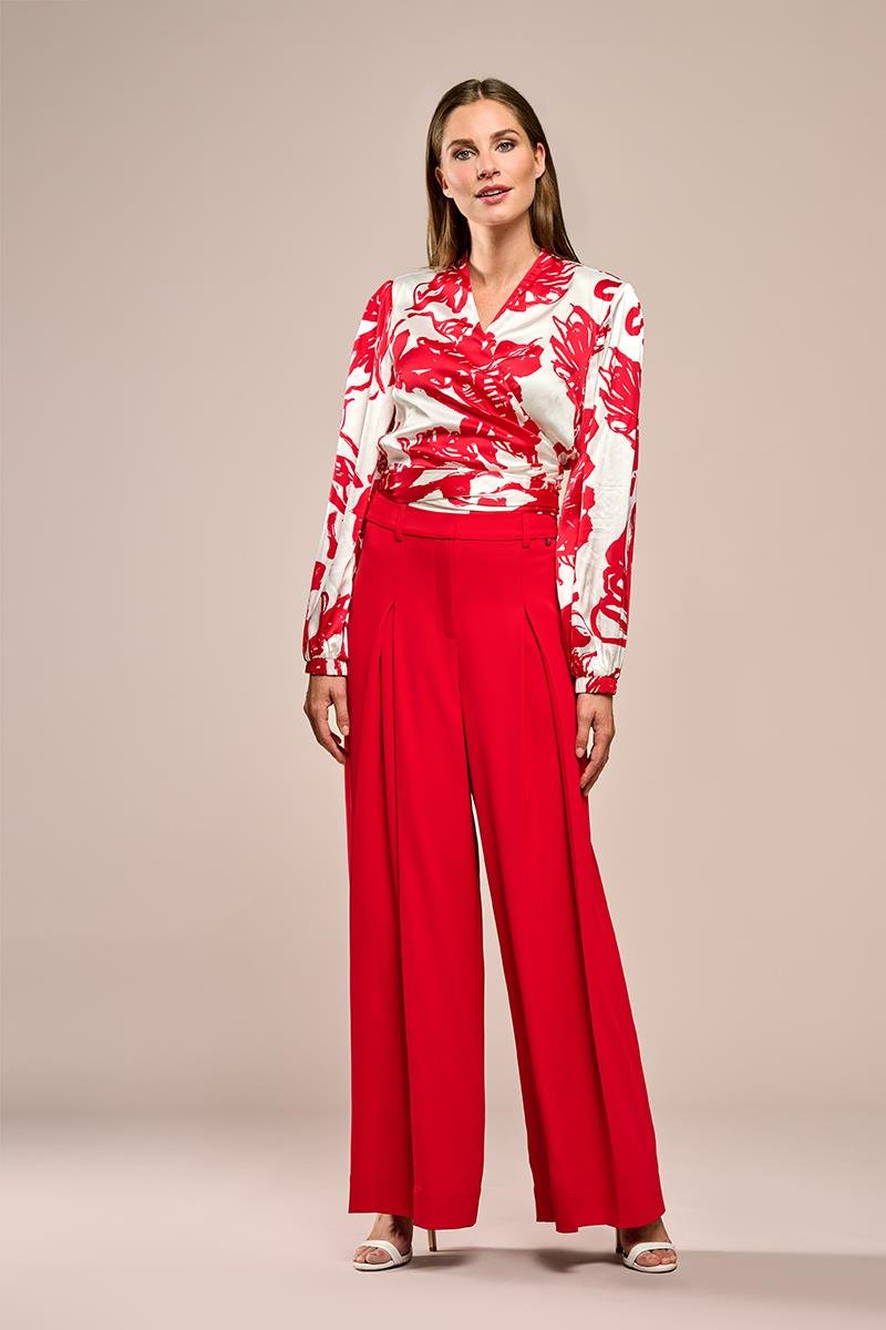 Carly Print Bluse Rot / Weiß