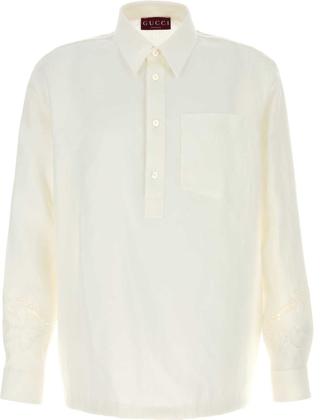 Weißes Leinen Poloshirt