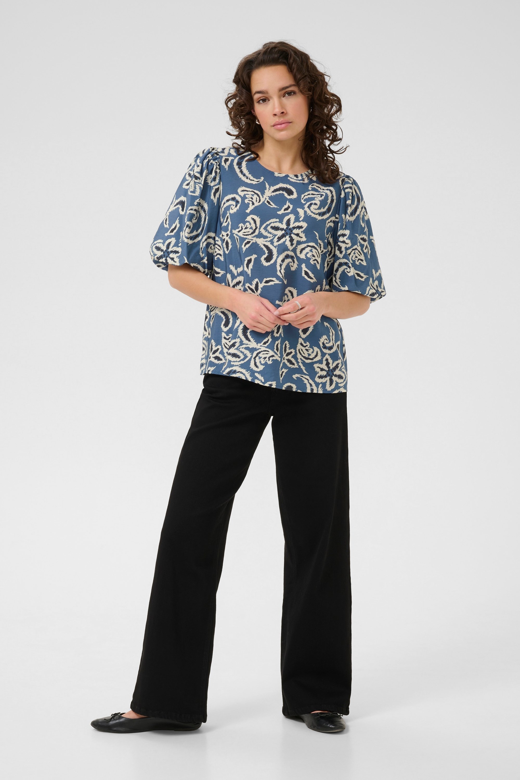 Langarm-Bluse KAdahlia Tight fit blue white