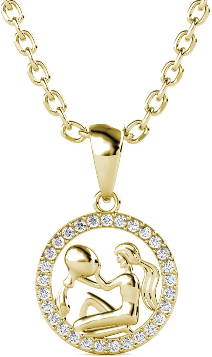 Wassermann Sternzeichen Anhänger - Gold und Kristall