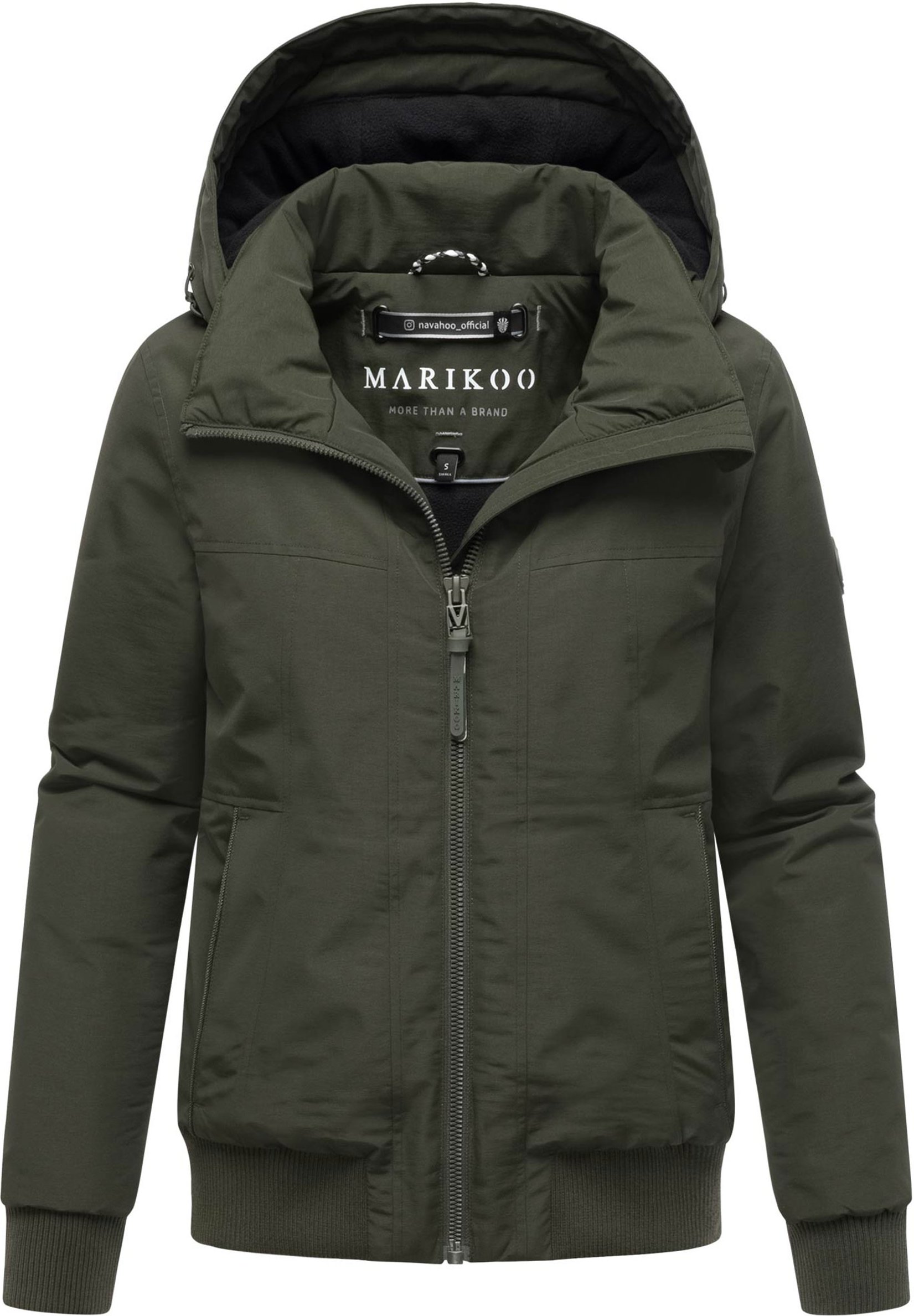 Marikoo Damen Winterjacke Mooni 16 im sportlichen Bomber-Stil mit Kapuze