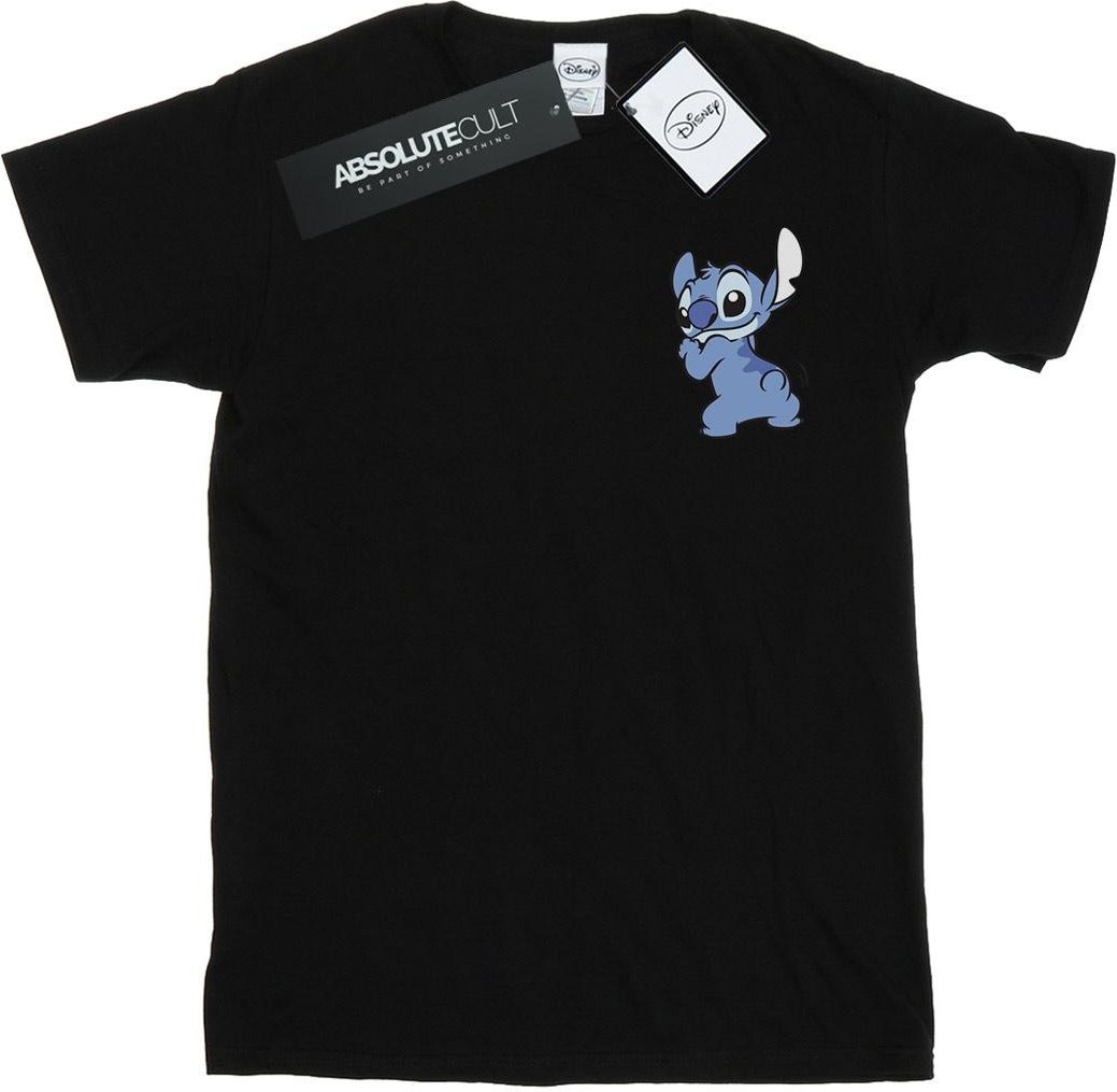 Disney - "Lilo And Stitch Stitch Backside Breast Print" T-Shirt für Mädchen (Schwarz)