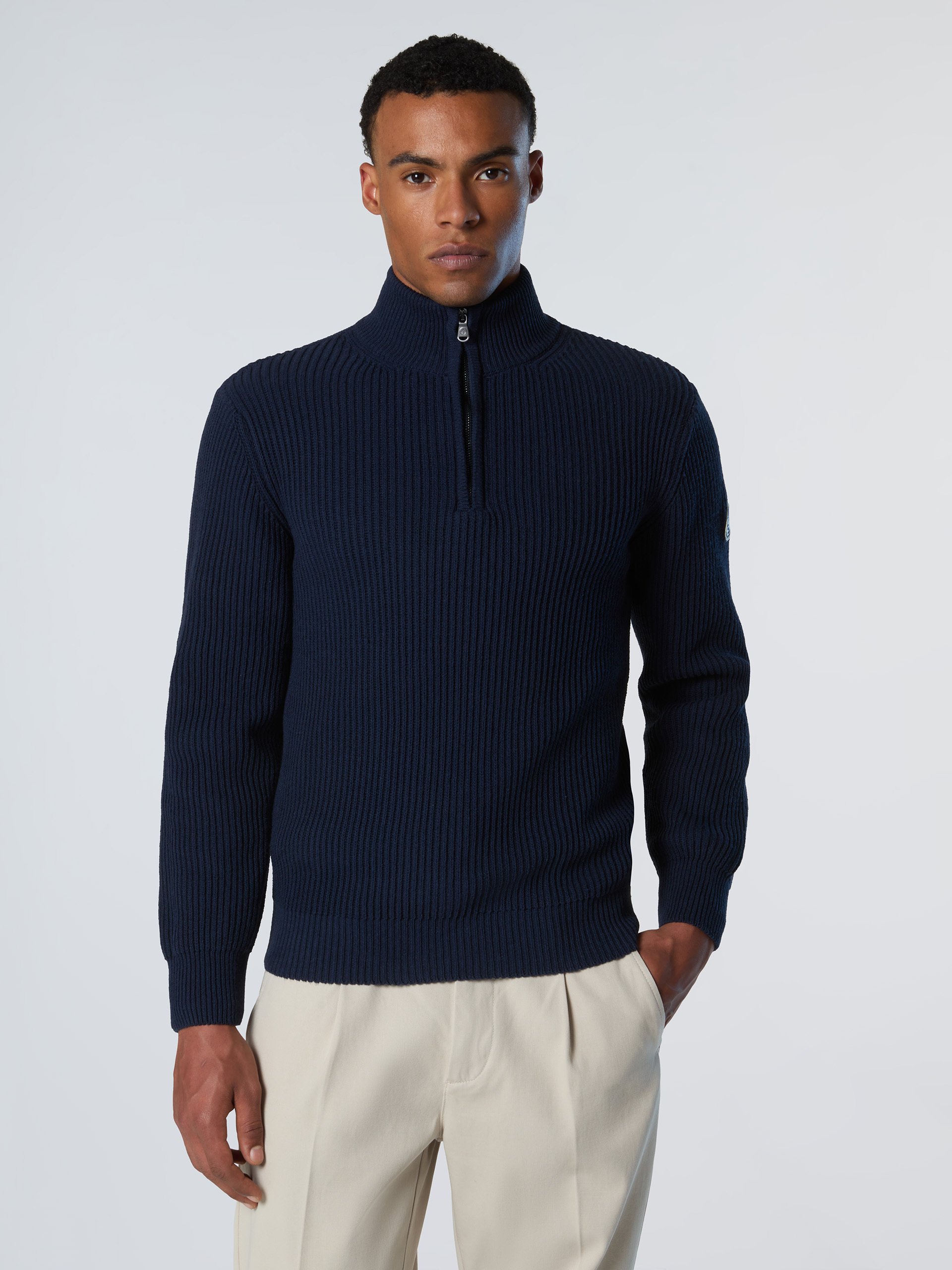 North Sails Pullover Fisherman's Rib mit halbem Reißverschluss