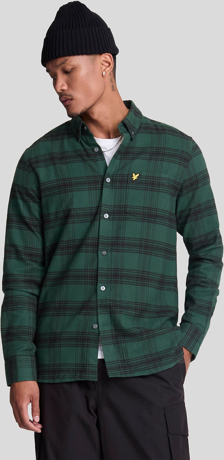 Thumbnail - Lyle & Scott � Flanellhemd mit Ton in Ton kariertem Blau