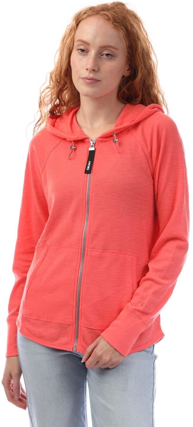 DKNY - Hoodie mit durchgehendem Reißverschluss für Damen, Slub, Waffelstrick (Pink)