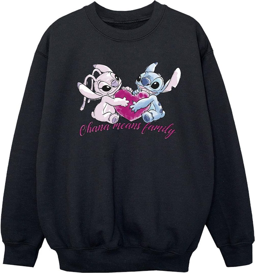 Disney - "Lilo And Stitch Ohana Heart With Angel" Sweatshirt für Mädchen (Schwarz)