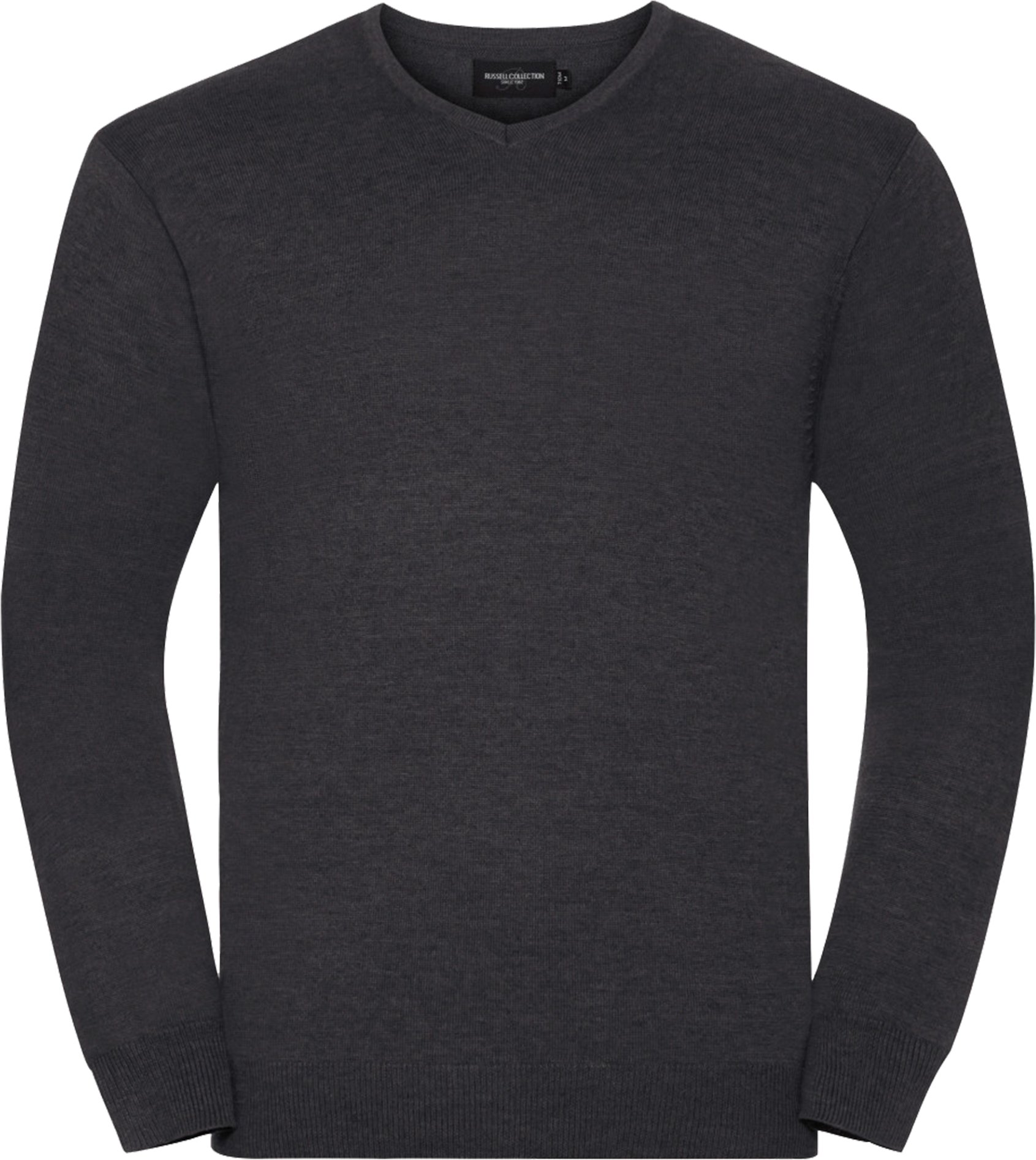 Russell Collection Herren V-Ausschnitt gestrickt Pullover Sweatshirt (Charcoal Marl)