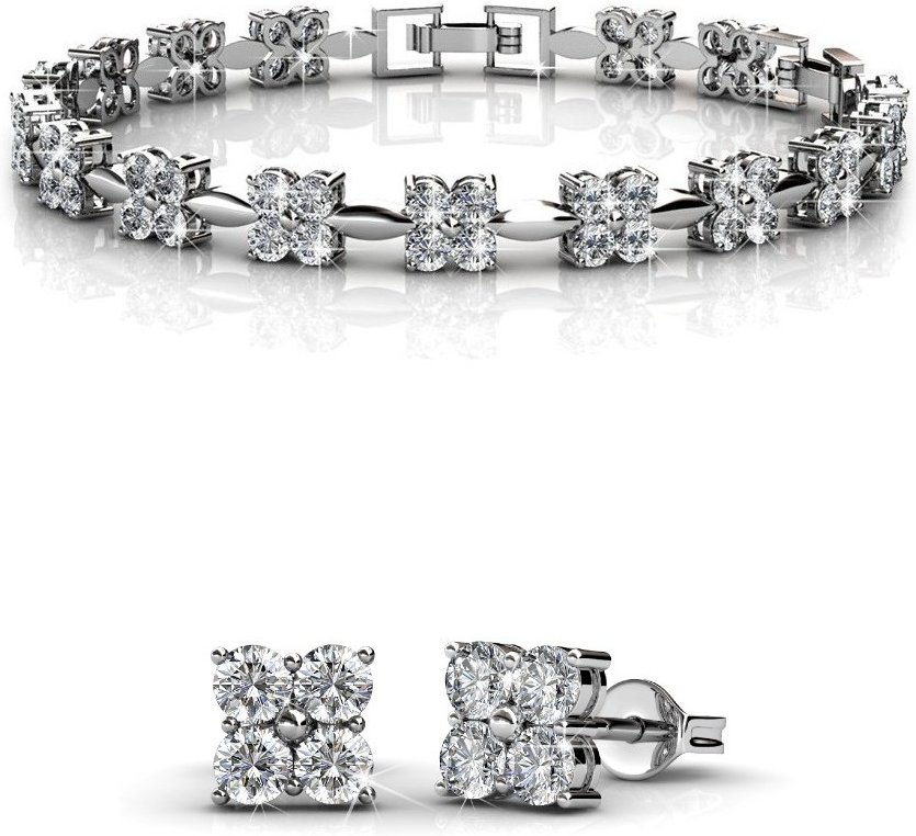 Süße quadratische Sets - Silber und Kristall