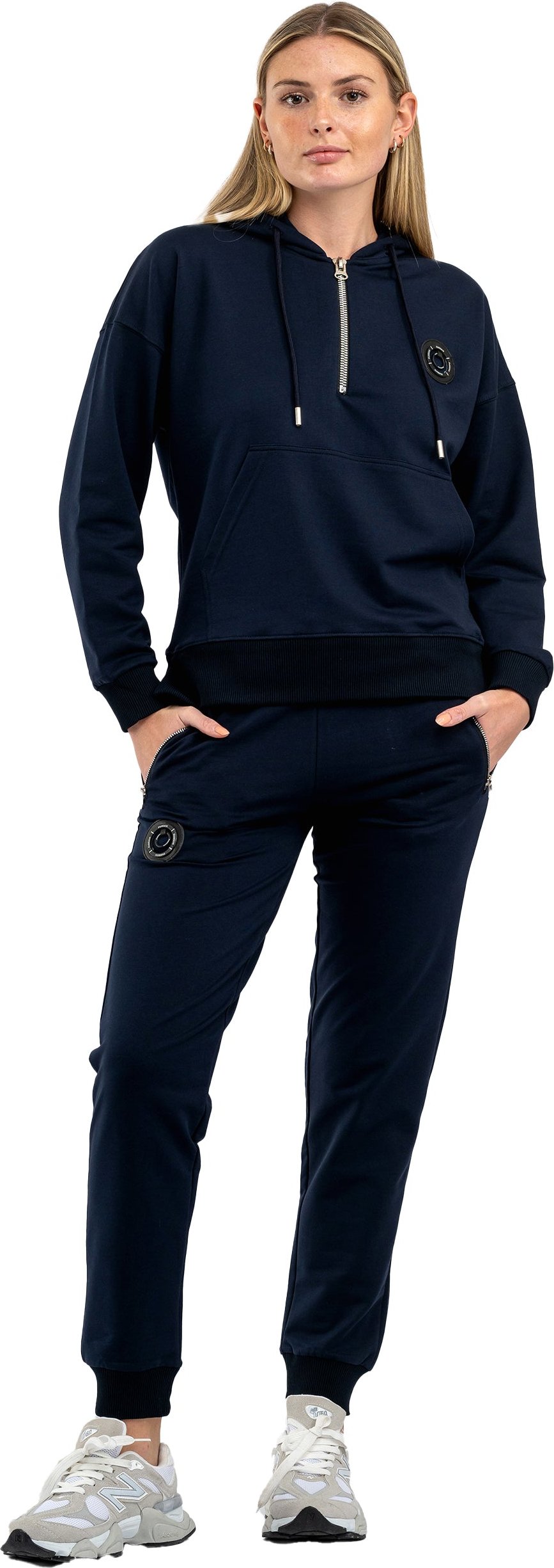 Tom Barron Damen-Trainingsanzug-Set mit halbem Reißverschluss und Kängurutasche, stilvoller Trainingsanzug-Set mit Logo-...