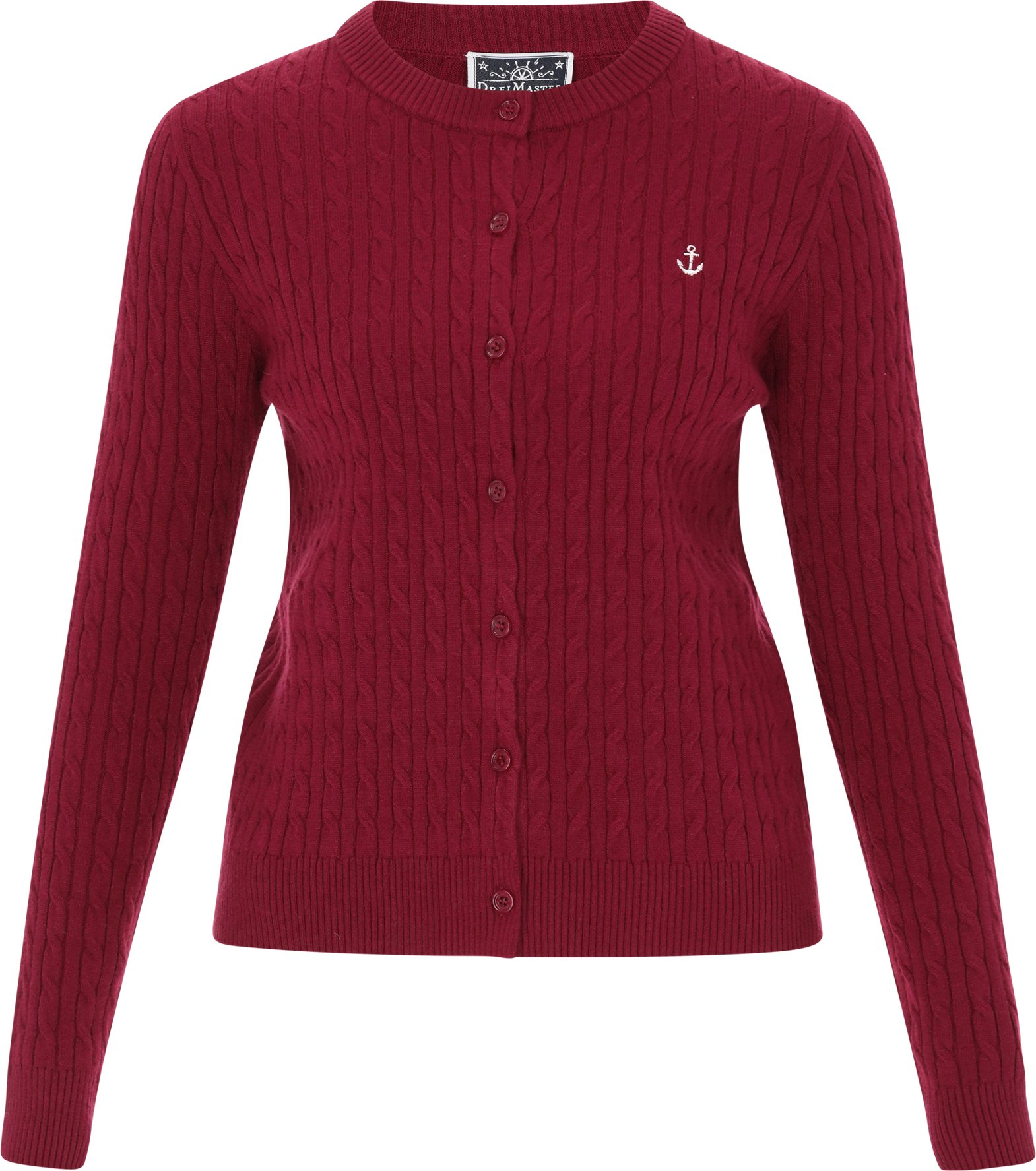 Dreimaster Strickjacke Frauen Weinrot