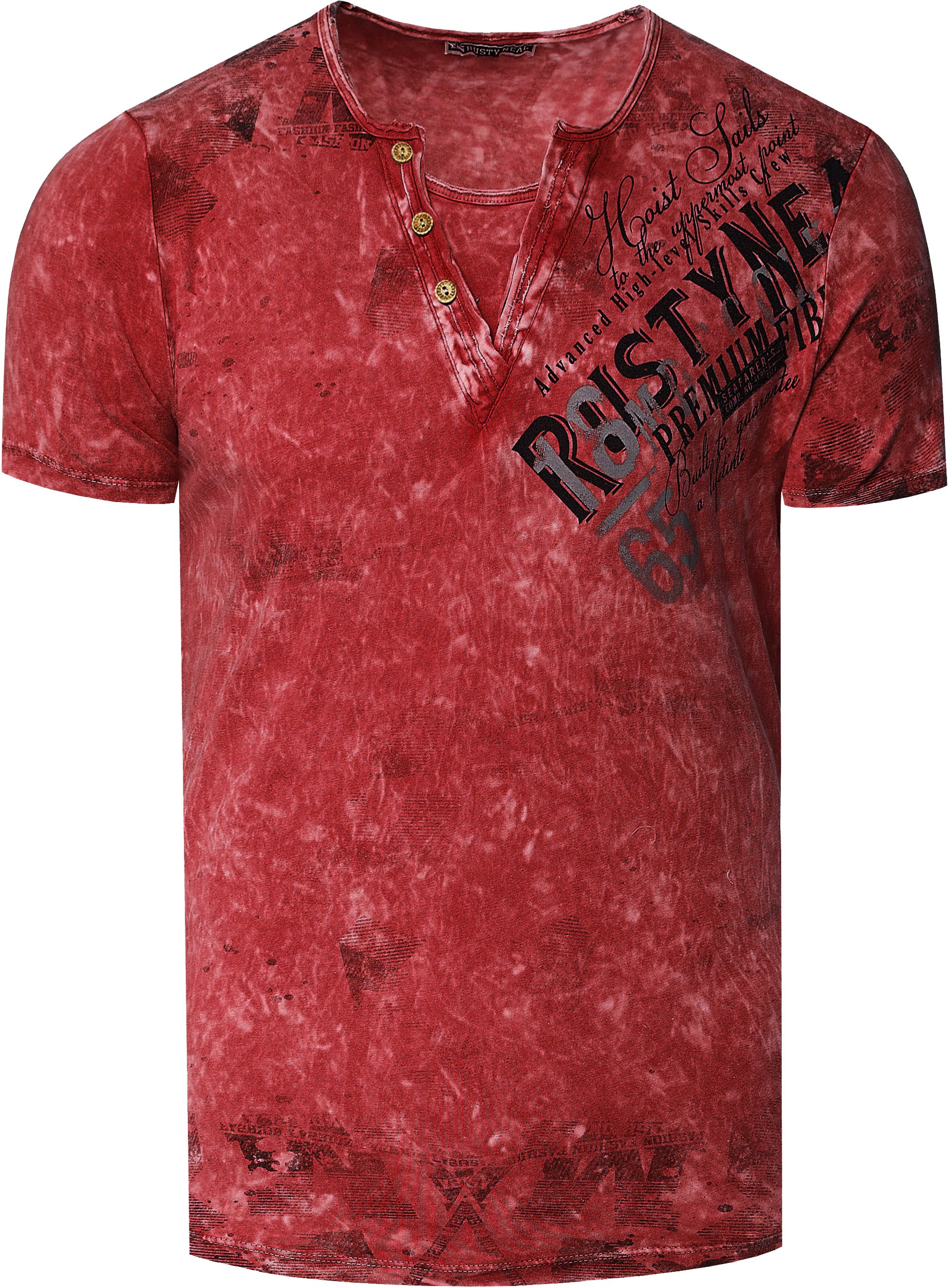 V-Neck T-Shirt Verwaschen mit Seitlichem Logo Print