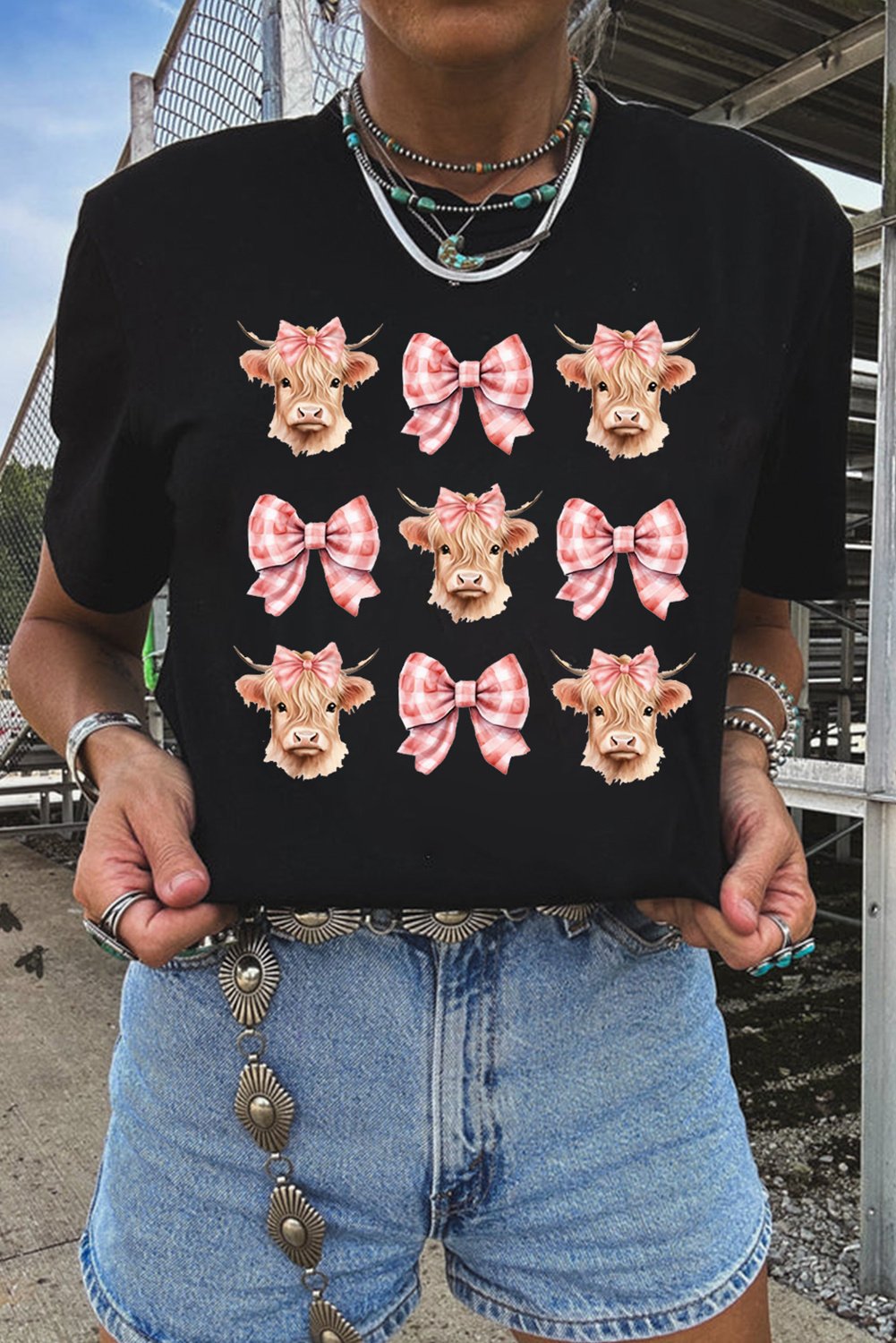 Highland Cow Bogen Druck T-Shirt