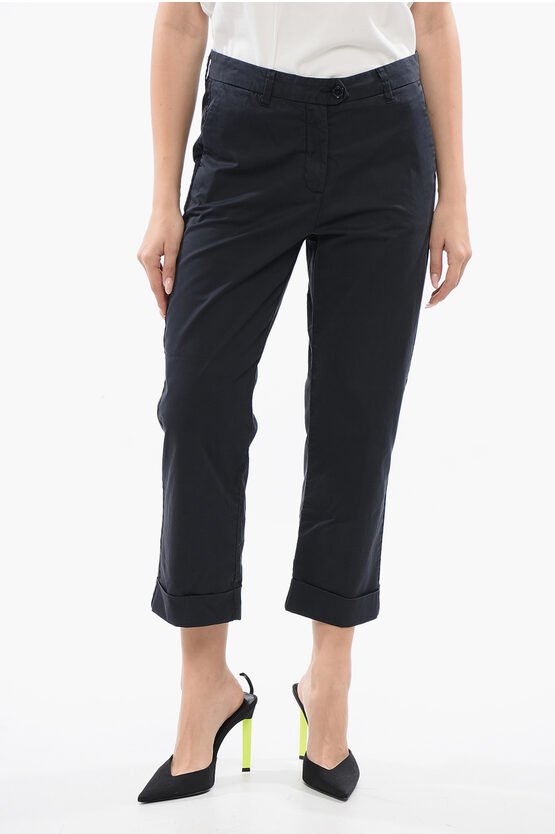 Cropped-Fit-Chinos aus Stretch-Baumwolle in Blau