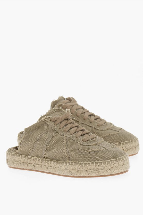 MM22 Grüne Low-Top-Sneaker aus Baumwolle mit offener Rückseite