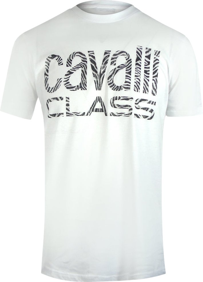 Cavalli Class - Weißes T-shirt Mit Auffälligem Zebra-print