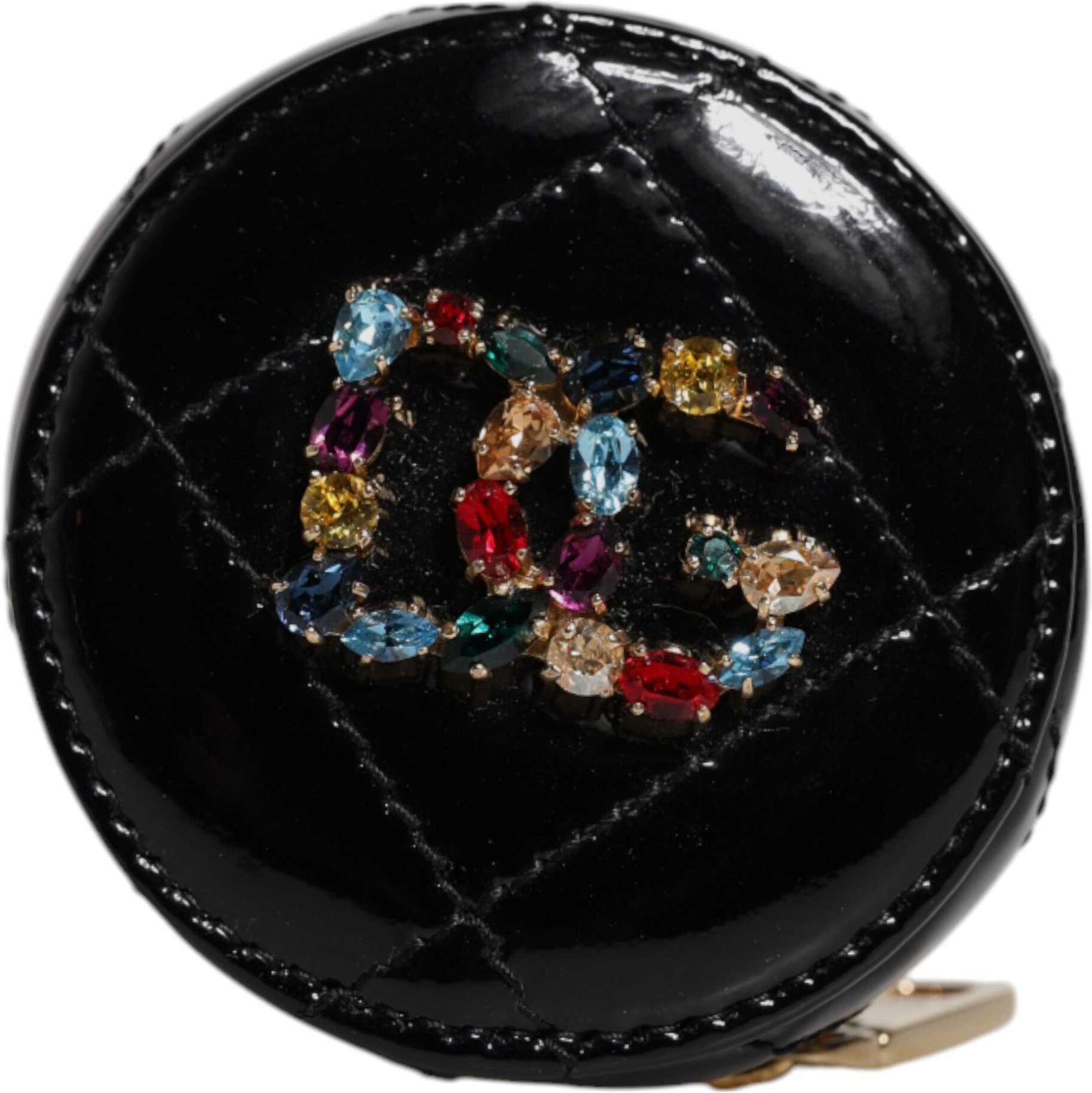 Schwarze Lammleder DG Kristall runde Münztasche Brieftasche