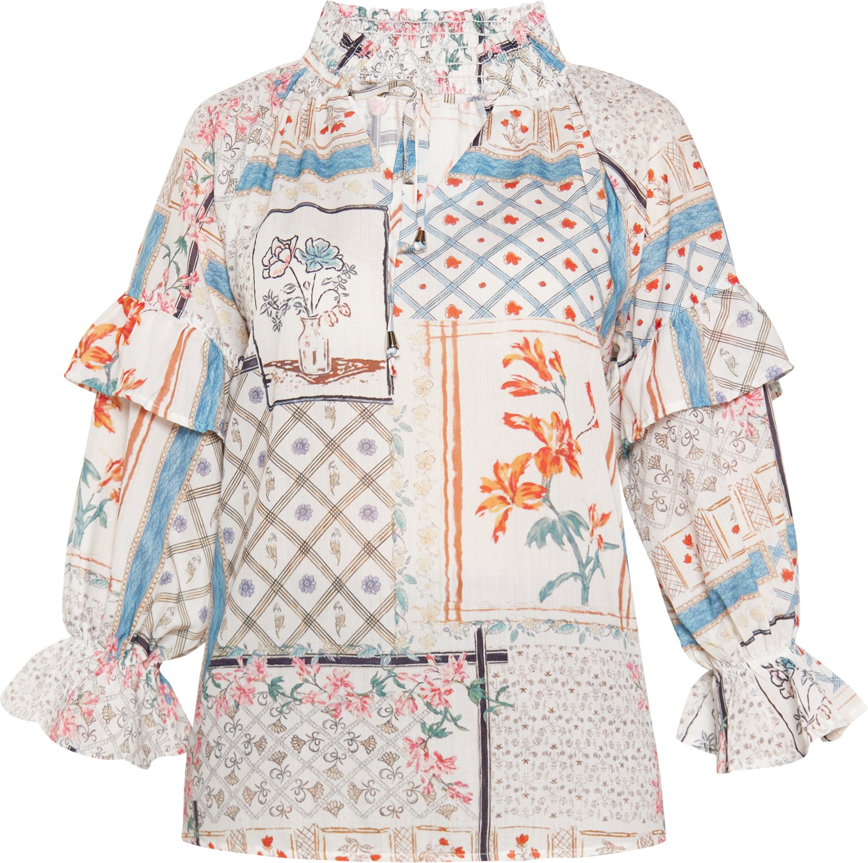 usha Bluse Frauen mehrfarbig weiß