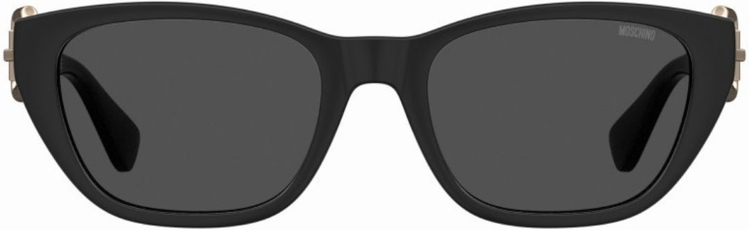 Schwarze Sonnenbrille mit Schnallenarmen von Moschino