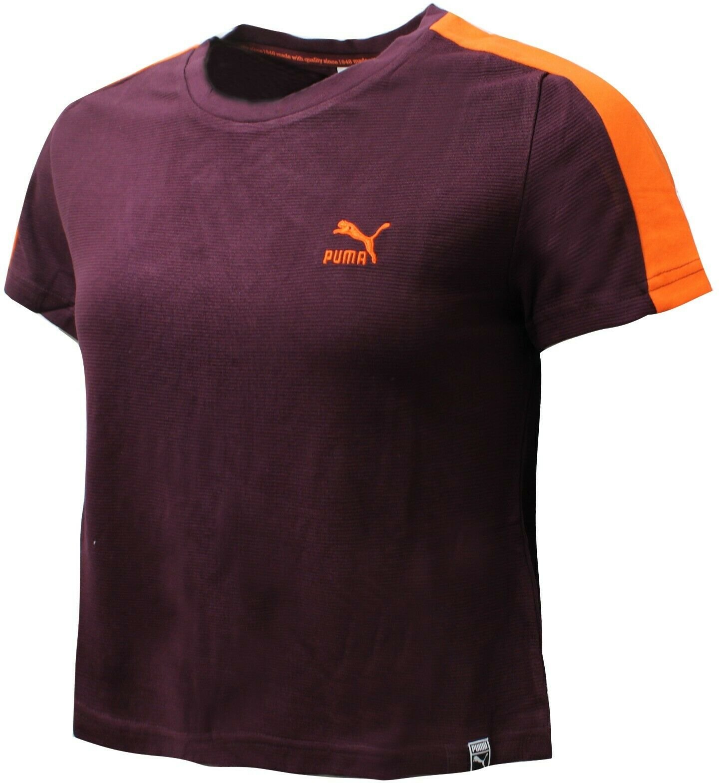 Puma Classics Structured Womens Tee T-Shirt Top Burgund 575065 34 A13d