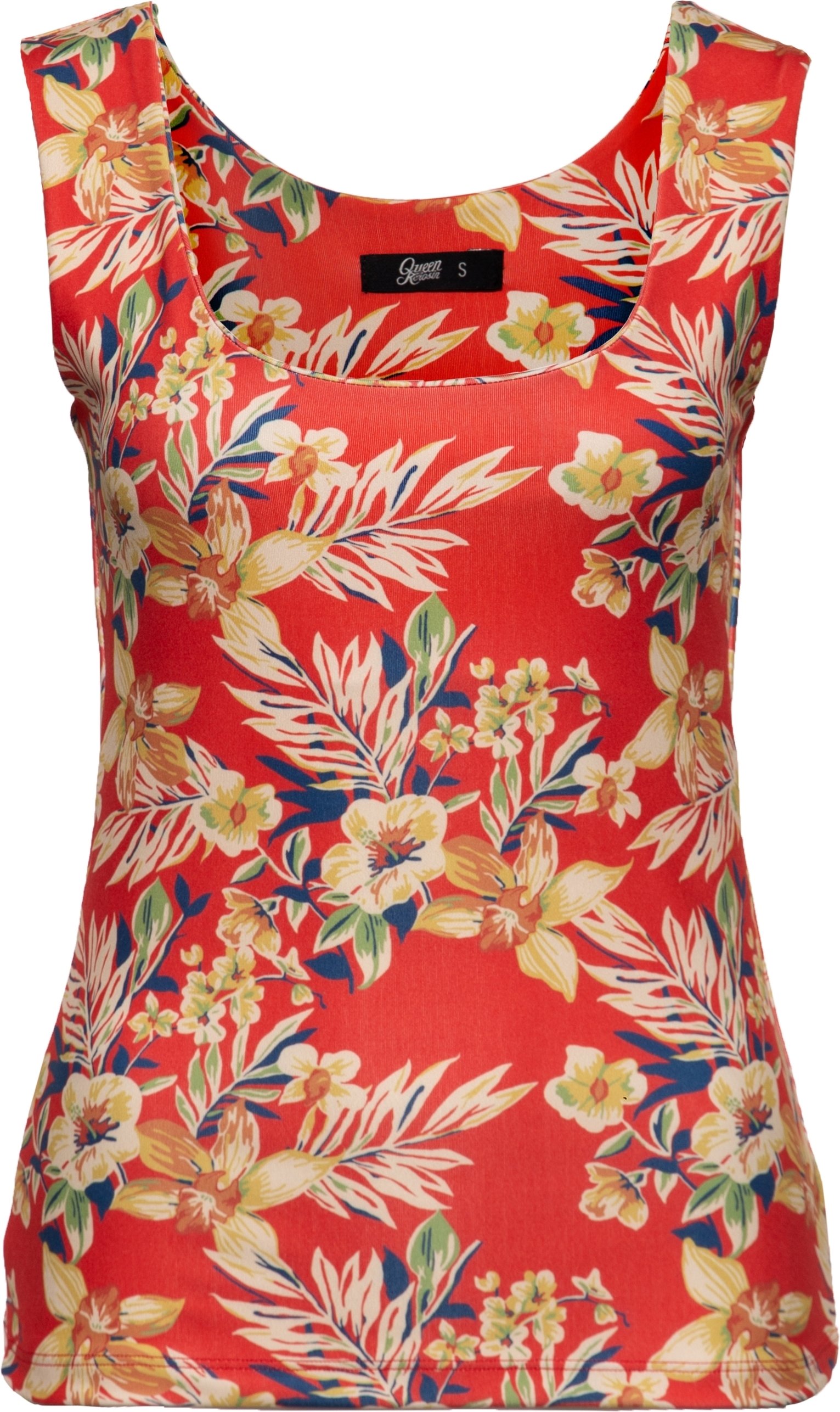 Queen Kerosin Damen Trägertop mit tropischem All-Over-Print Hawaii Red mehrfarbig