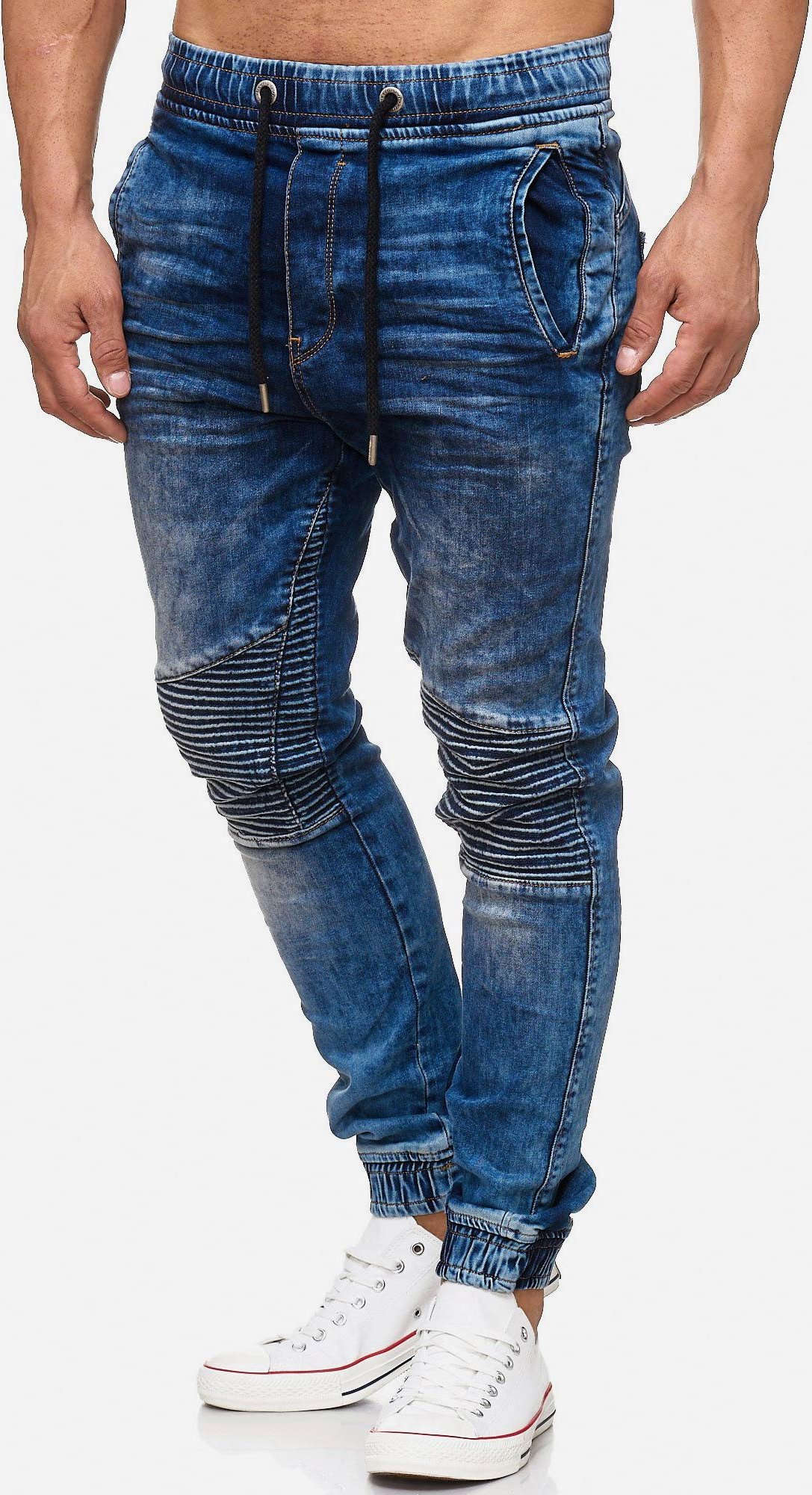 Tazzio Herren Jeans Regular Fit im Biker Jogger-Stil