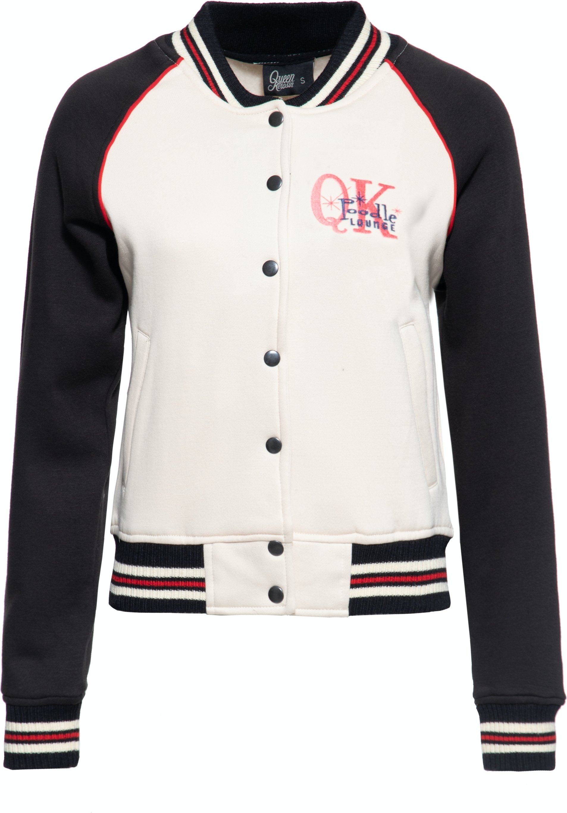 Queen Kerosin Damen College Sweatjacke Poodle Lounge weiß
